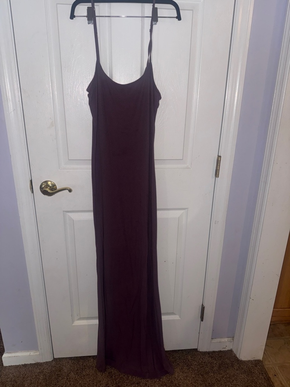 SKIMS Plum Spaghetti-Strap Maxi Slip Dress